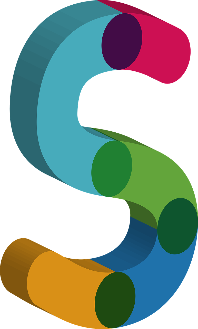 a colorful letter s on a black background, a poster, shutterstock contest winner, synchromism, vectorial curves, graphic detail, captured on iphone, green blue red colors