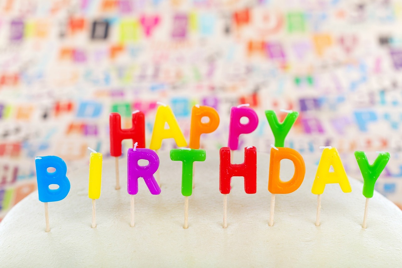 a birthday cake with candles spelling happy birthday, a picture, shutterstock, background image, funny jumbled letters, hd photo, multicoloured