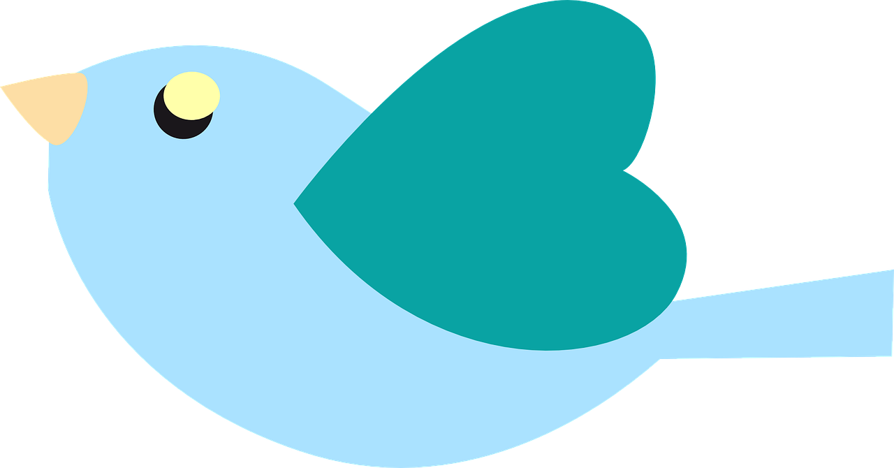 a blue bird with a yellow beak, a screenshot, inspired by Paul Bird, floating. greenish blue, no gradients, heart, 1285445247]