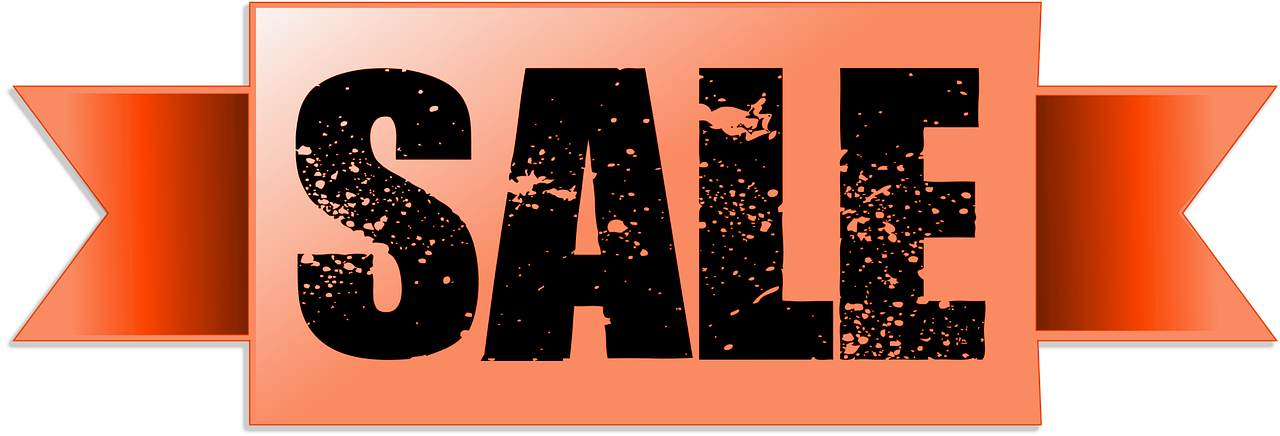 a sale sign with an orange ribbon on a black background, a stock photo, by Joseph Severn, pixabay, digital art, muddy, black and terracotta, in the style saul bass, bad photo