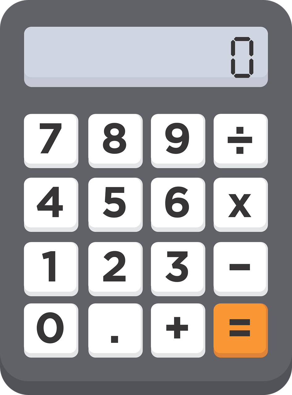 a calculator on a black background, a photo, shutterstock, bauhaus, flat vector, orange grey white, for aaa game, 🪔 🎨;🌞🌄