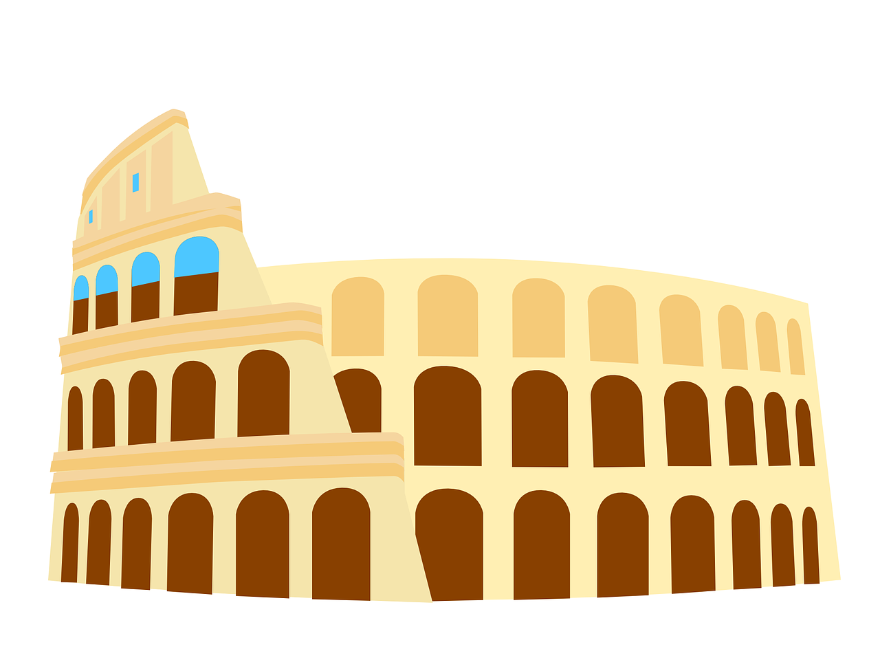 an illustration of the colossion in rome, an illustration of, by Carlo Martini, trending on pixabay, romanesque, side view centered, circus, けもの, in the colosseum