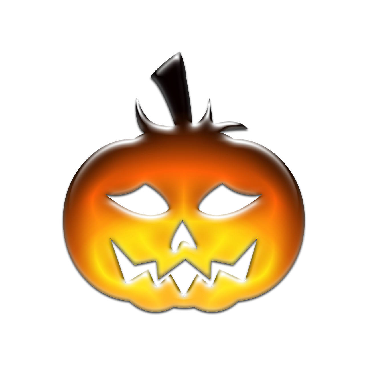 a glowing halloween pumpkin on a black background, a digital rendering, face photo, clipart, sharp photo
