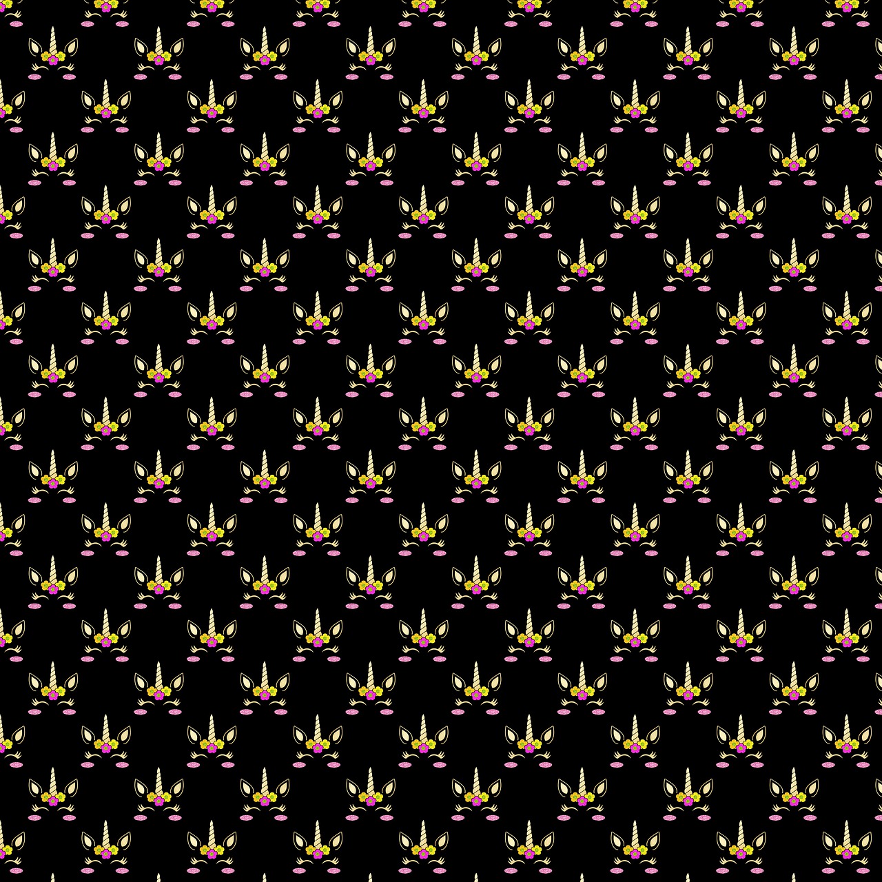 a pattern of flowers on a black background, inspired by Lubin Baugin, generative art, french fry pattern ambience, checkered spiked hair, small flames, wallpaper!