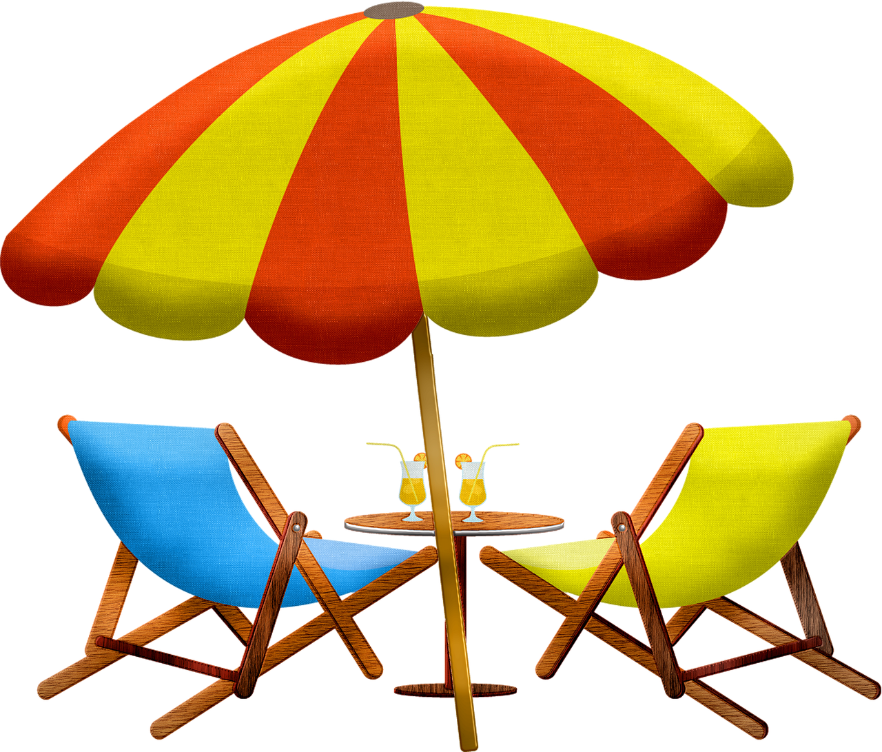 a table with two chairs and an umbrella, a digital rendering, pixabay, naive art, bikini, avatar image, cutout, 🐿🍸🍋