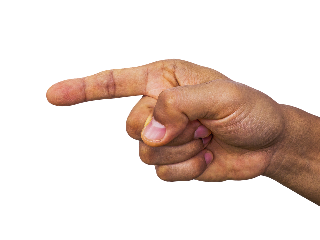 a close up of a person pointing a finger, a stock photo, by Jan Rustem, realism, epicanthal fold, disjoint haphazard, on black background, anjali mudra