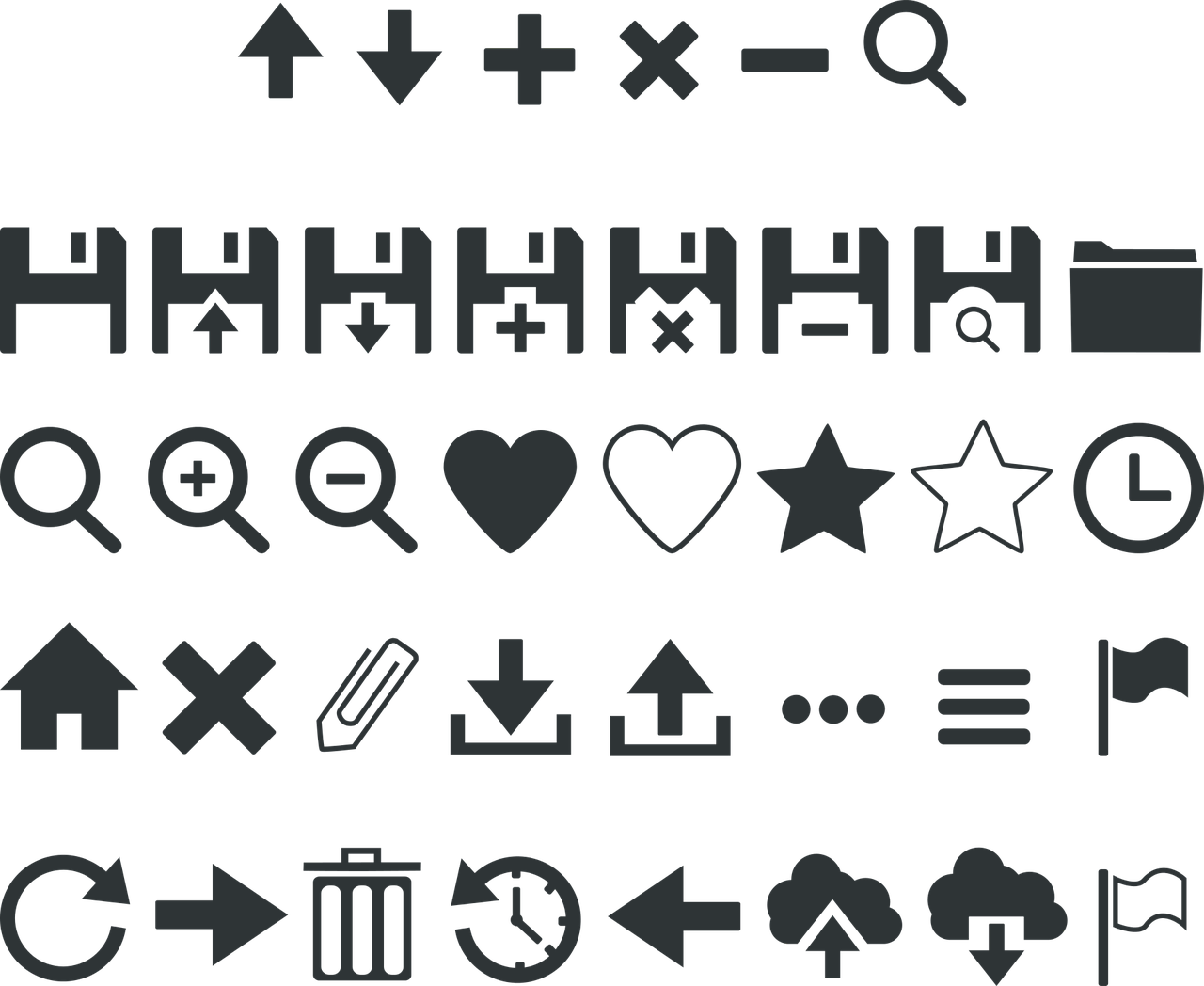 a number of different symbols on a black background, a screenshot, minimal modern pixel sorting, 1285445247], metal font, ello