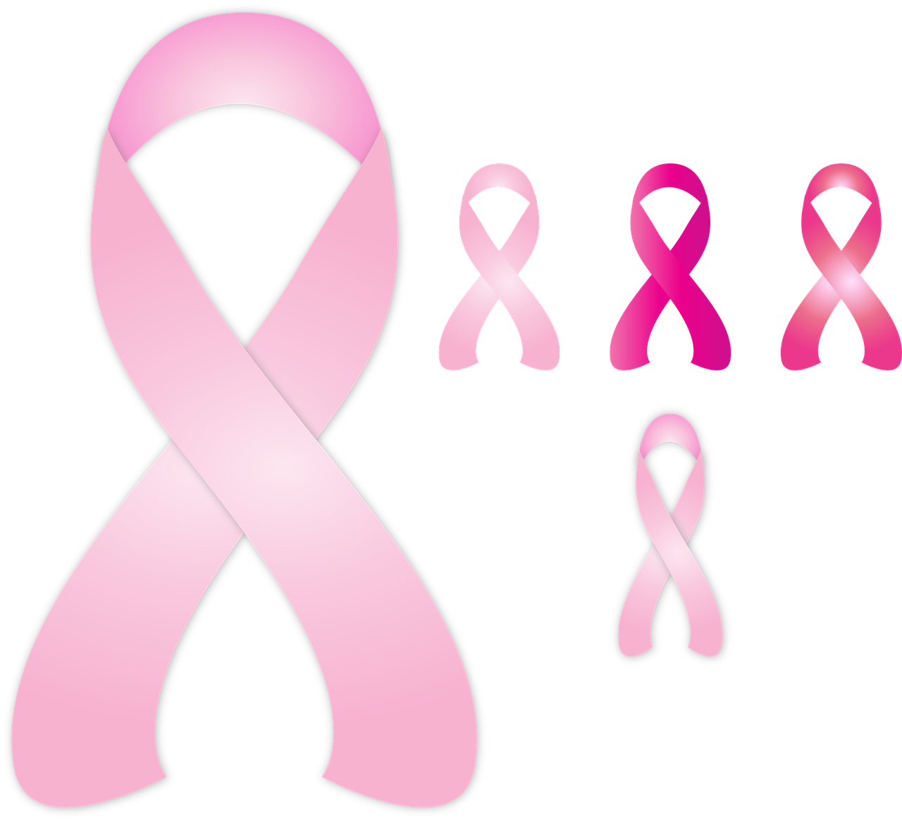 a collection of pink ribbons on a black background, an illustration of, by Aleksander Gierymski, renaissance, the cure for cancer, clipart, an olive skinned, beautiful!