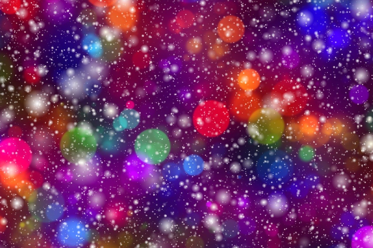 a bunch of lights that are in the snow, by Marie Bashkirtseff, shutterstock, pointillism, very colorful heavenly, background image, colorful dark vector, abstract background