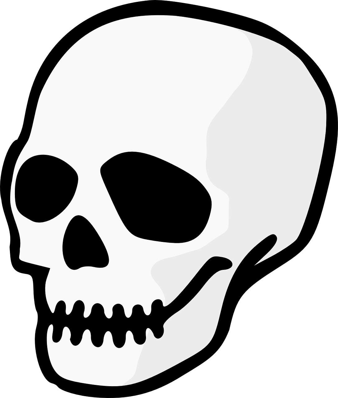 a skull with a toothbrush in its mouth, vector art, pixabay, white facepaint, vantablack, human skeleton, with short bobbed white hair