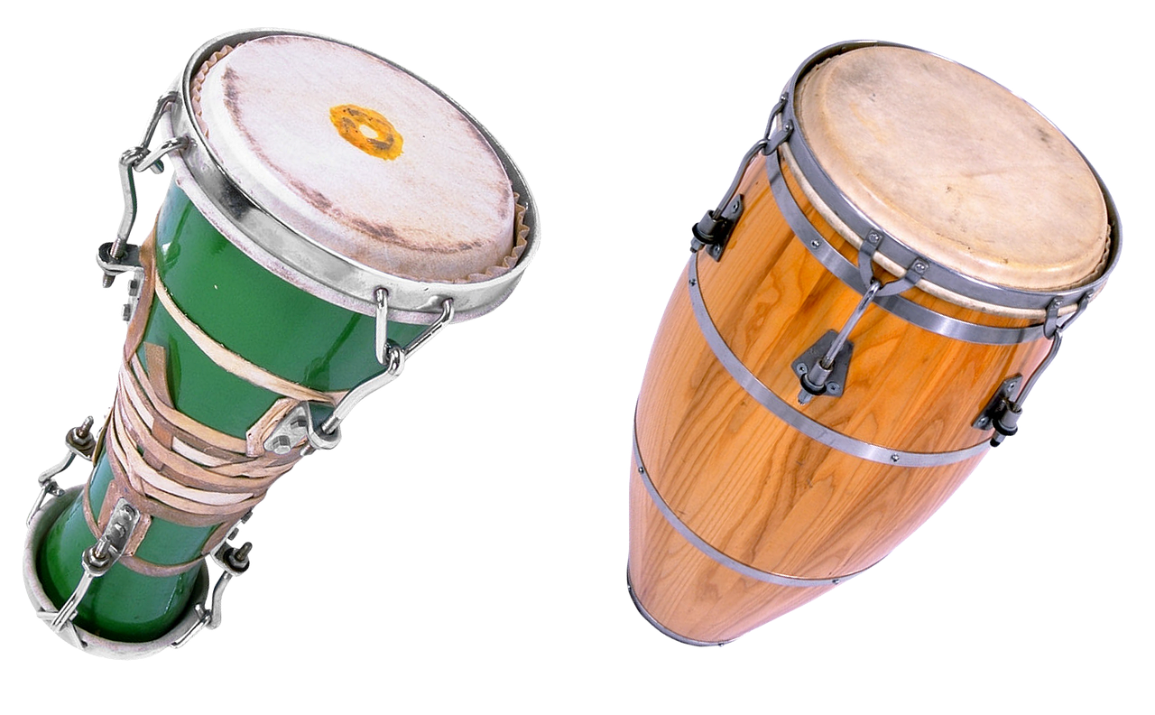 a couple of drums sitting next to each other, a digital rendering, by Juan O'Gorman, shutterstock, renaissance, top and side view, cuba, a green, a wooden