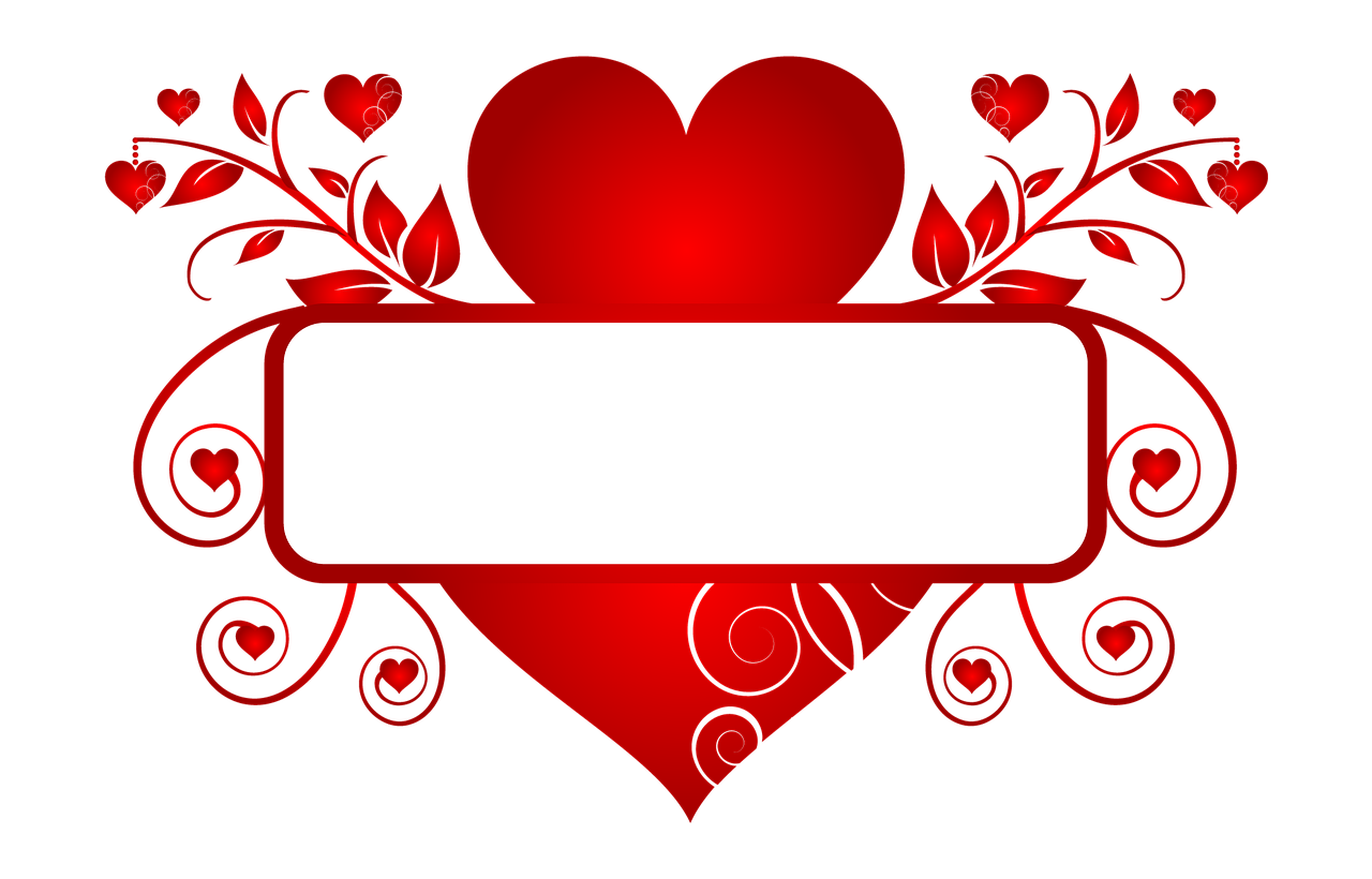 a red heart with a banner in the middle, flickr, romanticism, red and black colors, long, gui, label
