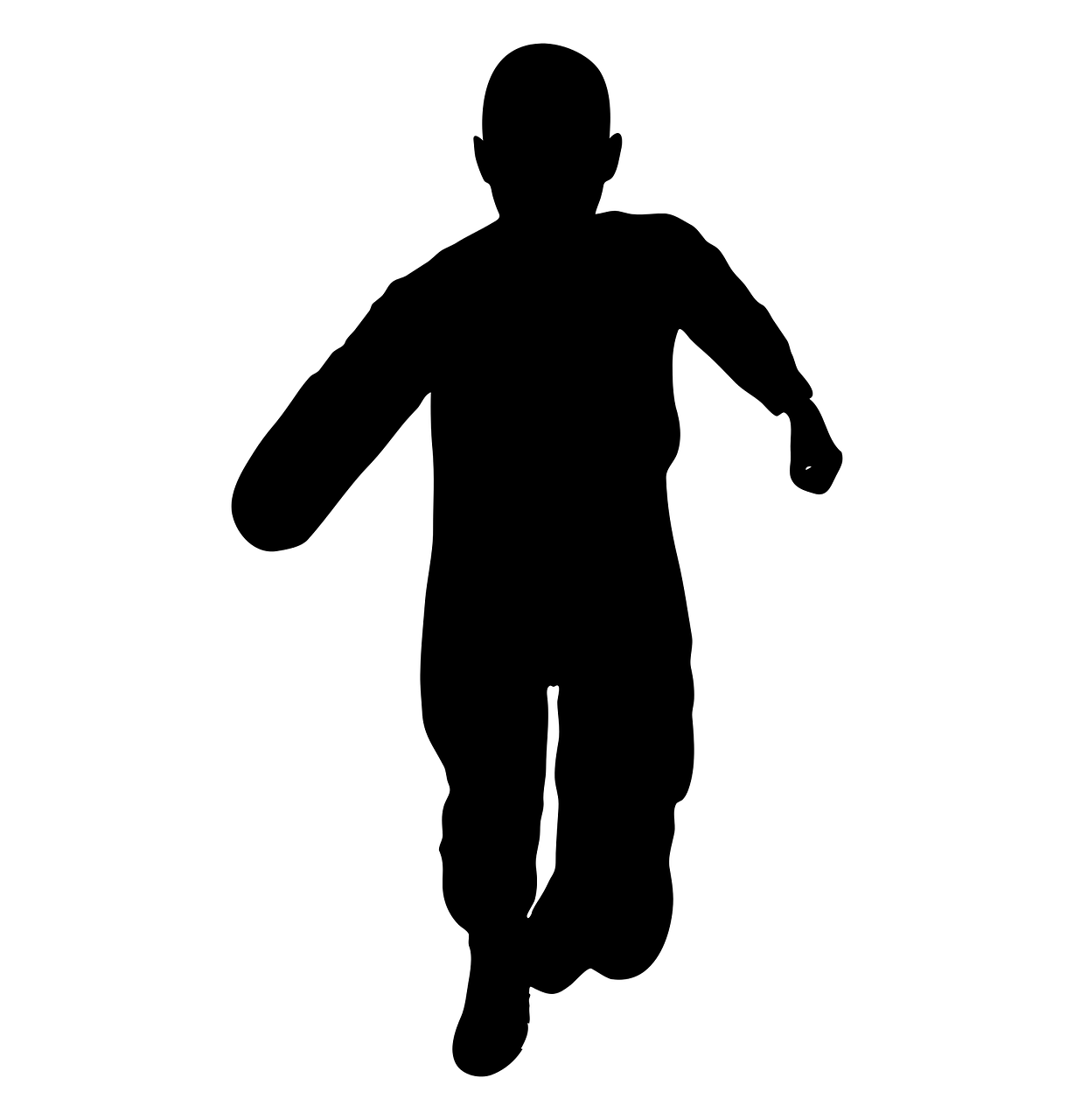 a silhouette of a person on a skateboard, an illustration of, shutterstock, running towards camera, toddler, fully body photo, black color on white background