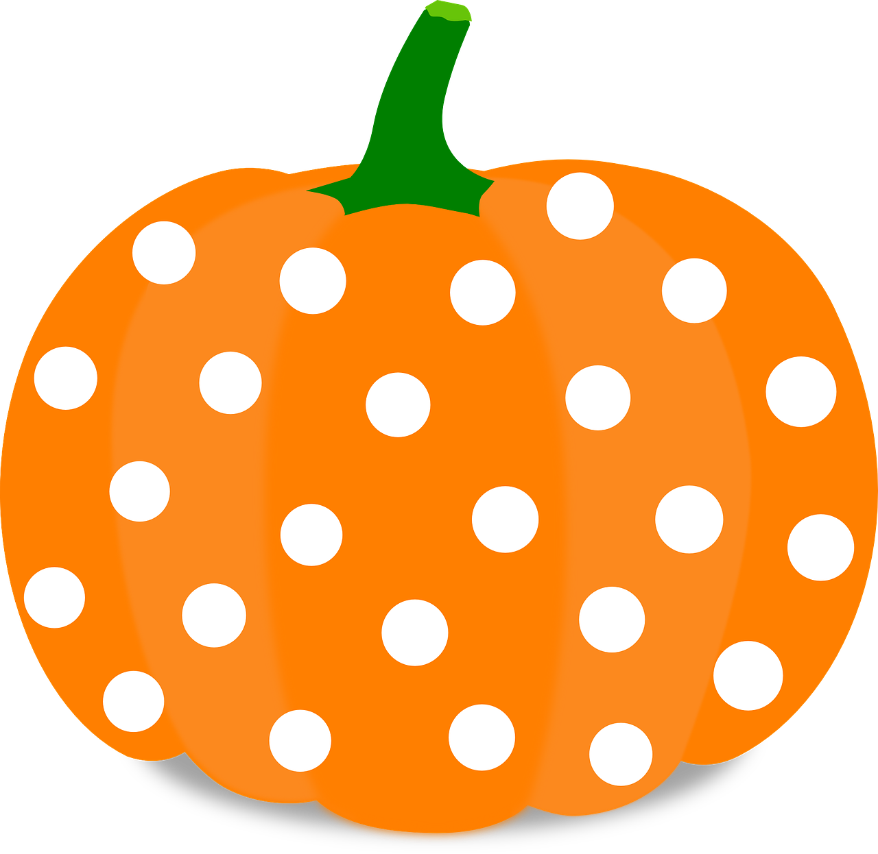 an orange pumpkin with white polka dots on it, pixabay, a dark, a brightly colored, ( 3 1, computer generated