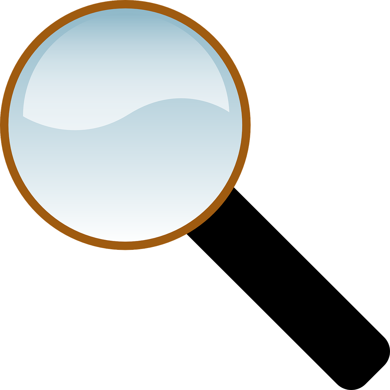 a close up of a mirror on a black background, an illustration of, magnifying glass, brown and cyan blue color scheme, illustration, clip art