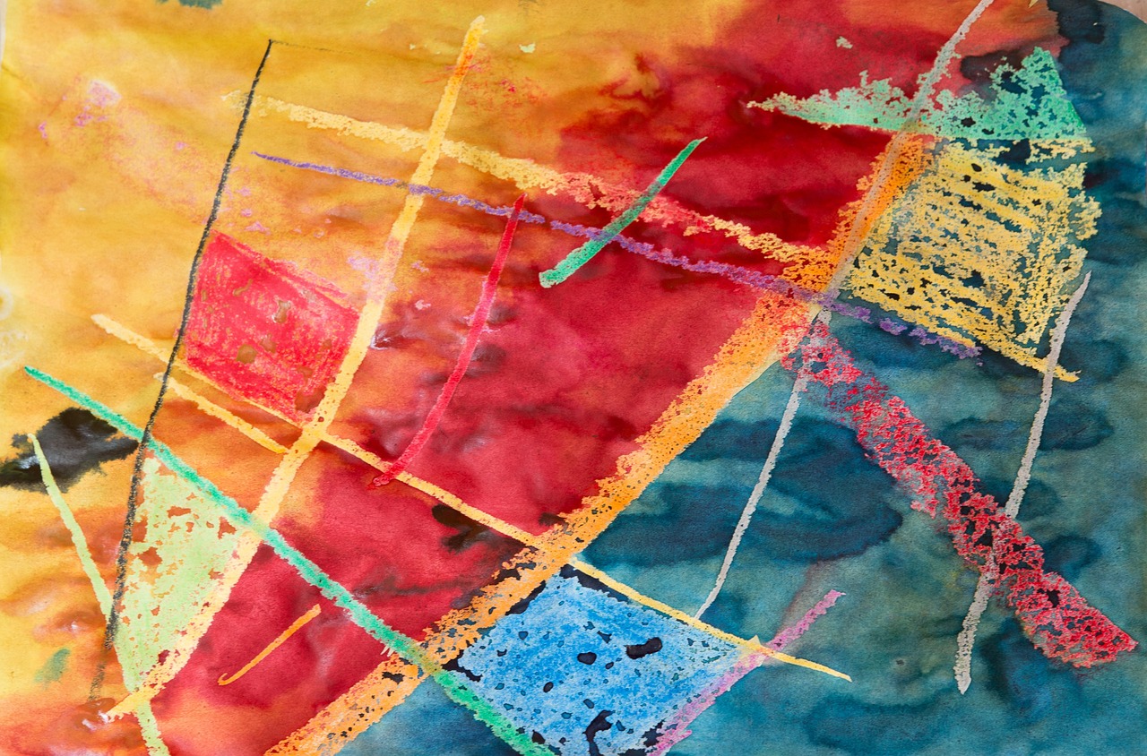 a close up of a painting of a kite, a watercolor painting, inspired by Johannes Itten, flickr, abstract art, sam gilliam, deep colours. ”, art station ”, award winning”