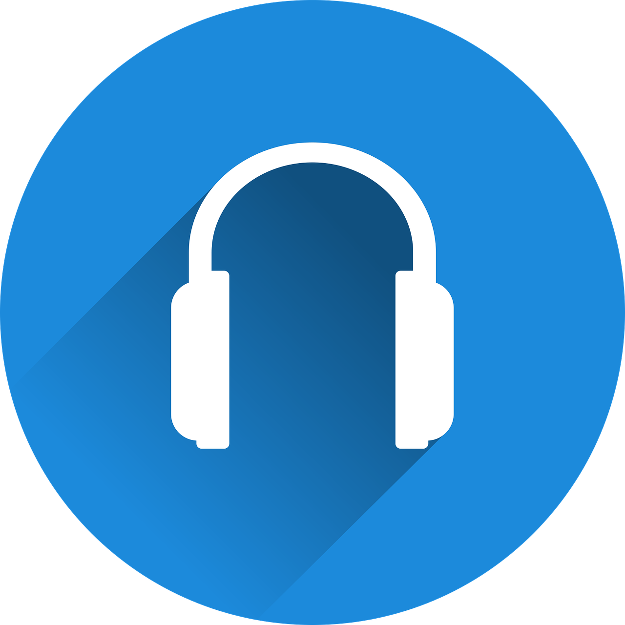 a headphone icon with a long shadow, an album cover, by Tom Carapic, pixabay, avatar image, all enclosed in a circle, on simple background, untitled