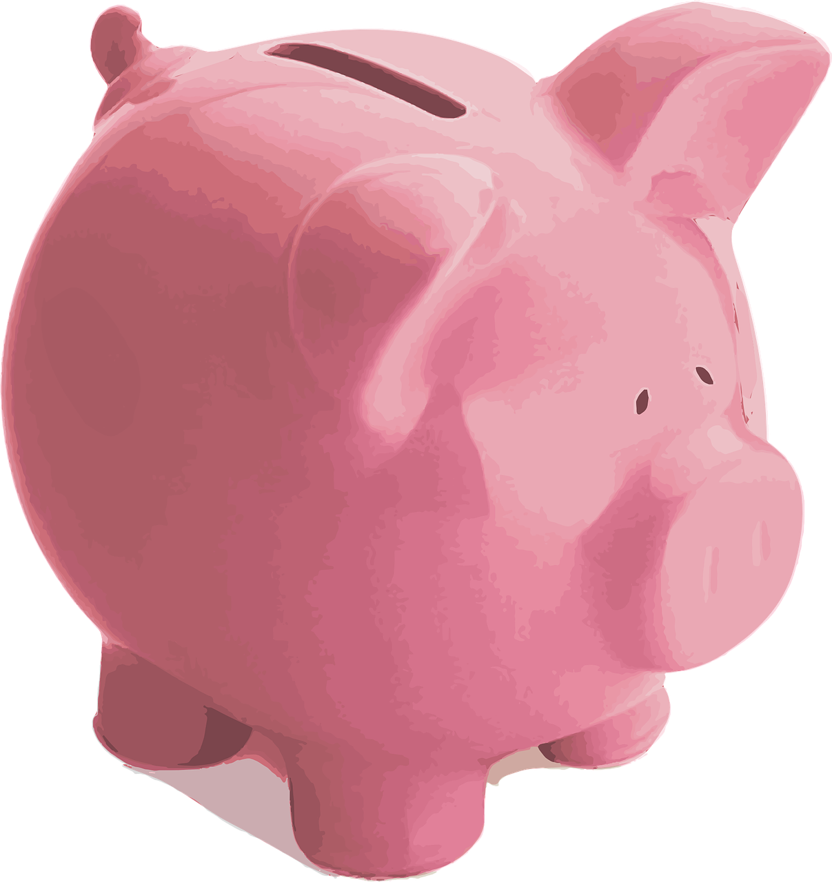 a pink piggy bank sitting on top of a table, a digital rendering, by David Budd, pixabay, mingei, no gradients, aaaaaaaaaaaaaaaaaaaaaa, p. j. n, low res