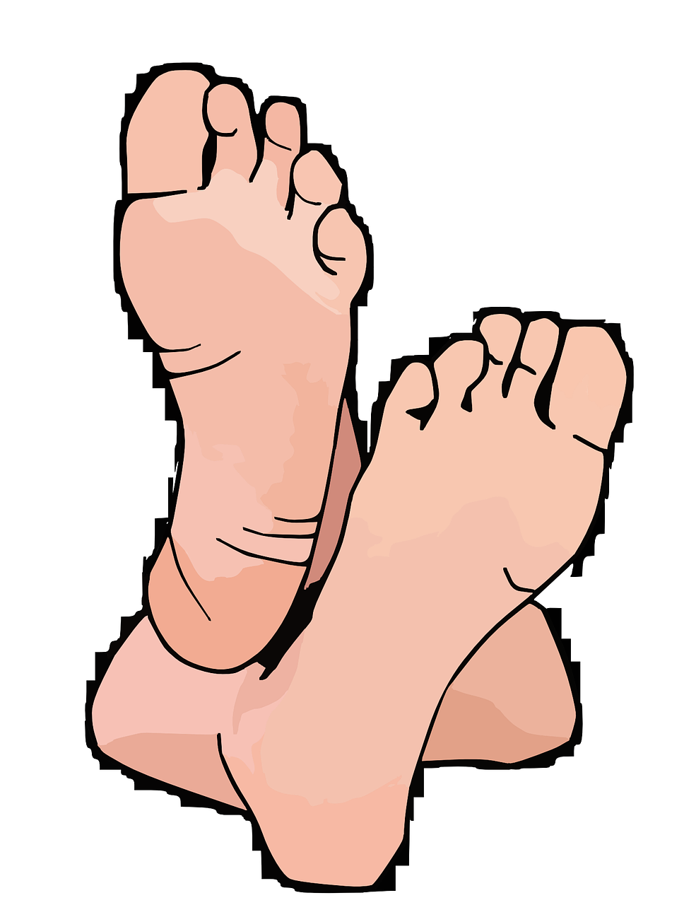 a pair of feet sitting on top of each other, an illustration of, pixabay, sots art, cell shaded adult animation, cartoonish vector style, simple path traced, human skin