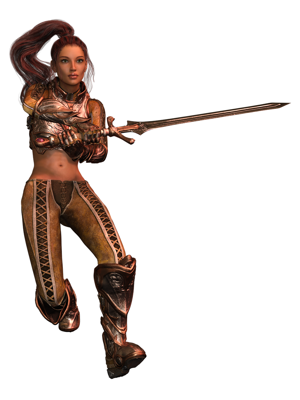 a woman dressed in armor holding a sword, a digital rendering, inspired by Leona Wood, stylish leather armor, wearing sculpted textured armor, warrior princess, gothic 2