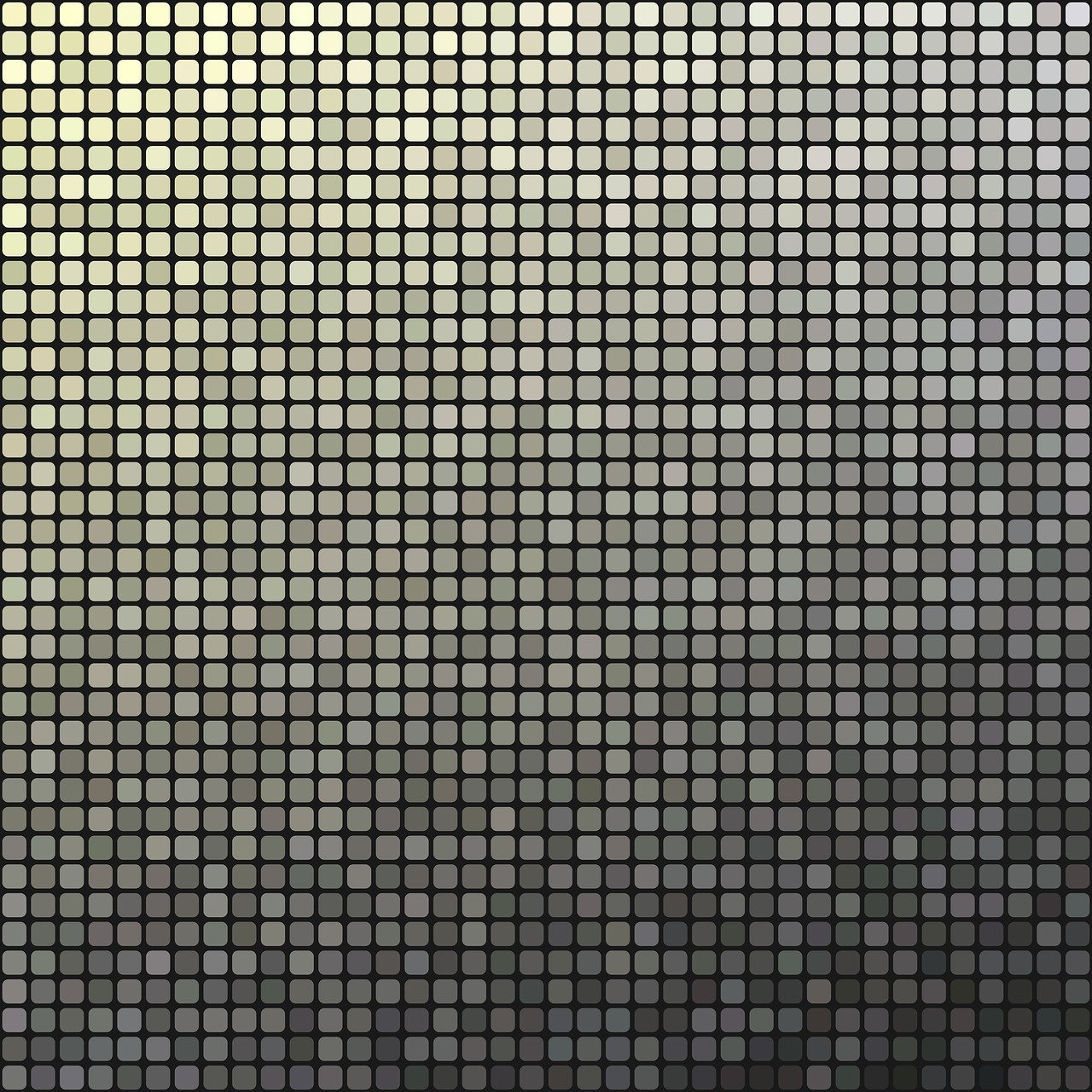 a black and white photo of a tiled wall, by James Morris, pixel art, warm tone gradient background, vector images, sleek round shapes, random metallic colors