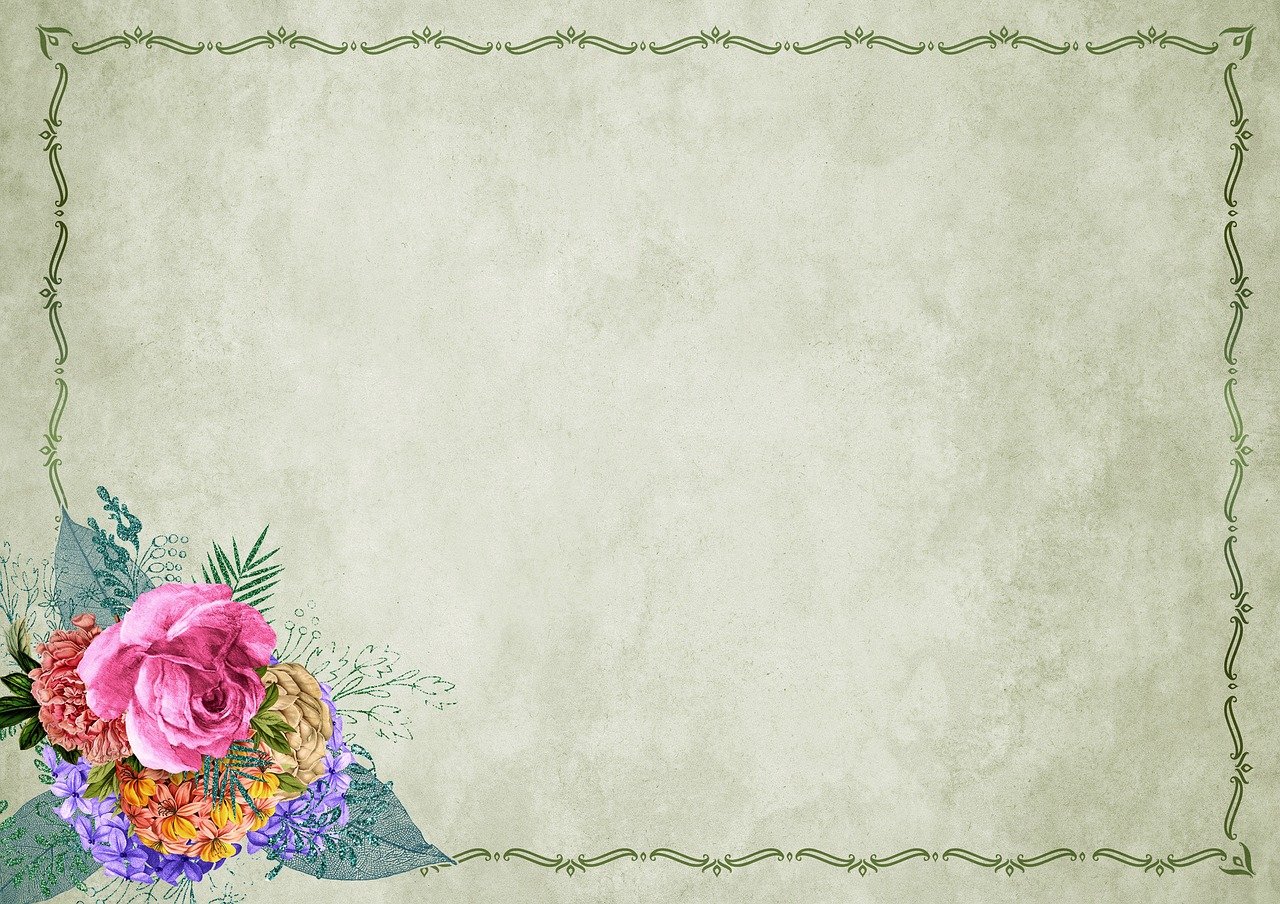 a picture of a frame with flowers on it, inspired by Cindy Wright, trending on pixabay, baroque, background pastel, colorized background, left profile, colored screentone