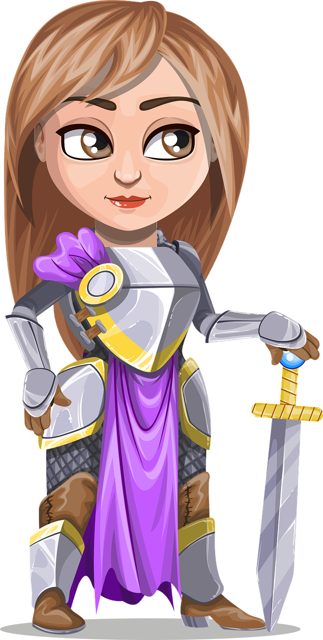 a cartoon girl in armor holding a sword, a character portrait, inspired by Master of the Legend of Saint Lucy, super detail of each object, mobile game background, wearing! robes!! of silver, medieval knight power armour