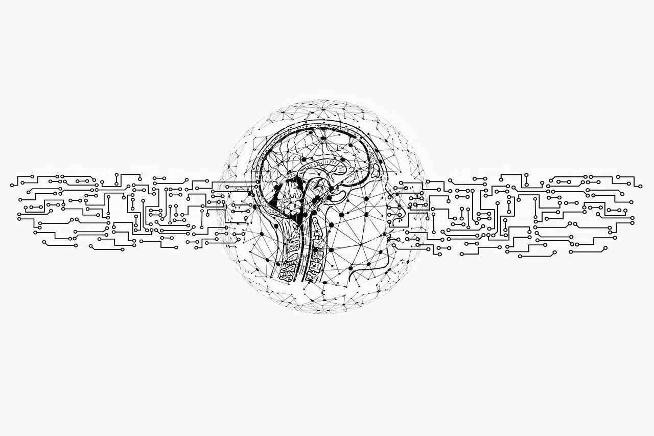 a black and white drawing of a human brain, generative art, complicated circuits and wires, golden ratio illustration, mobile wallpaper, transparent background