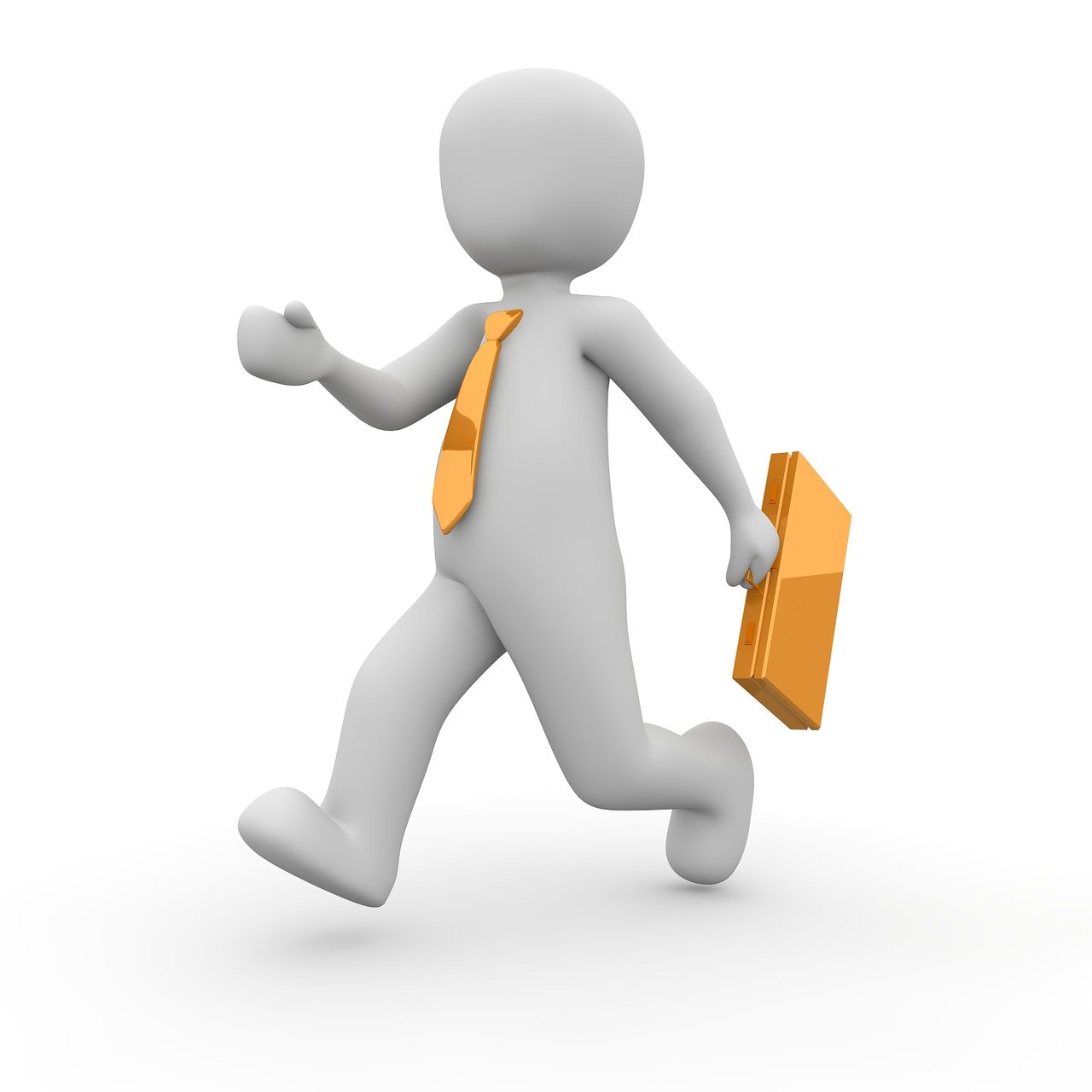 a man in a tie is running with a briefcase, a picture, trending on pixabay, figuration libre, _3d-terms_, bone, sales, people at work