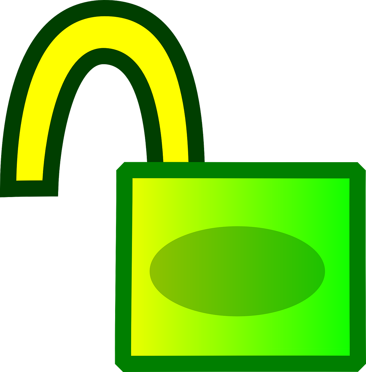 a green padlock with a yellow handle, by Robert Richenburg, computer art, homestuck, floor, icon, [ colourful