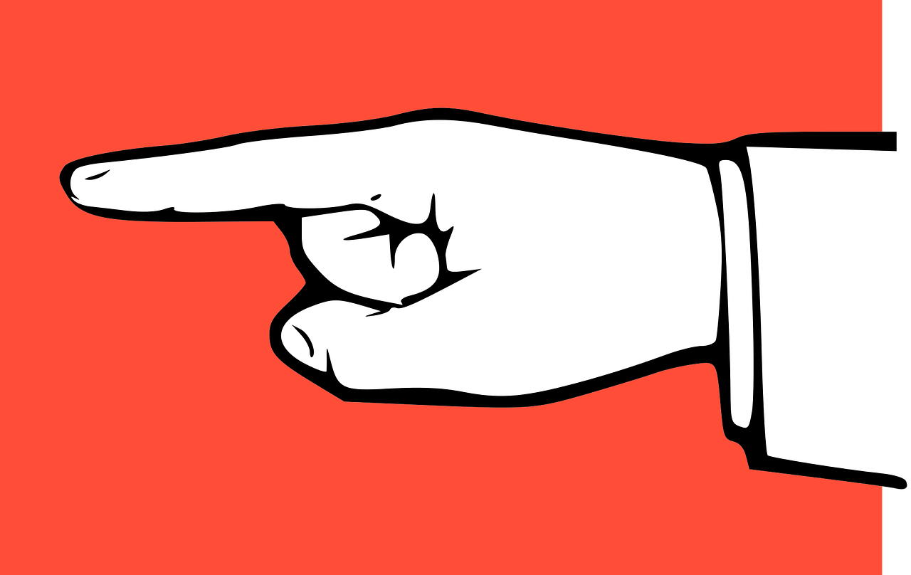 a hand pointing at something on a red and black background, an illustration of, by Andrei Kolkoutine, pop art, white background, medium closeup, pointed nose, banner