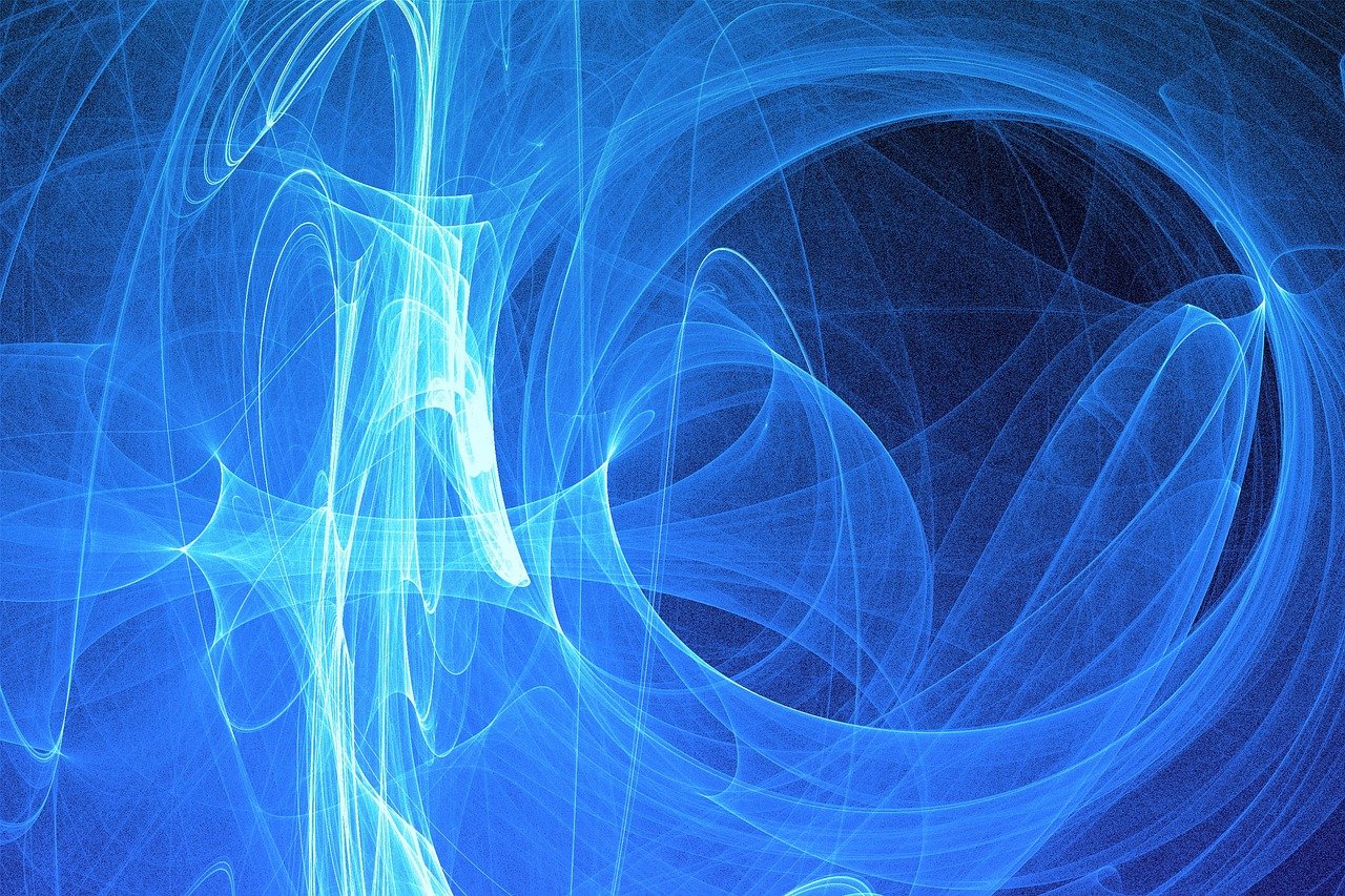 a computer generated image of a cross on a blue background, digital art, swirling flows of energy, detailed entangled fibres, 4k high res, glowing blue interior components