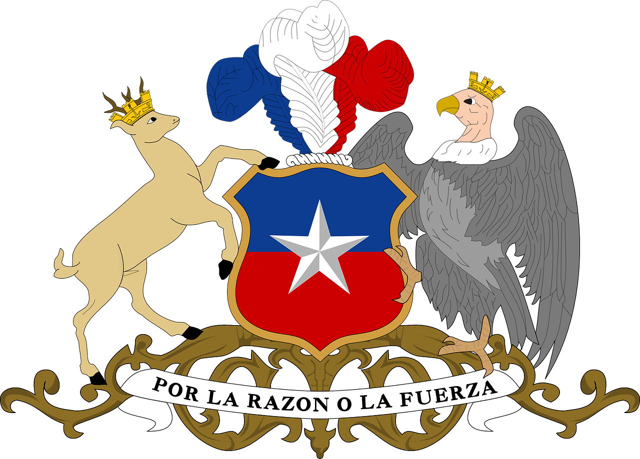 a coat of arms with an eagle and a horse, a digital rendering, inspired by Manuel Ortiz de Zarate, shutterstock, the texas revolution, chilean, vector, royal insignia in background