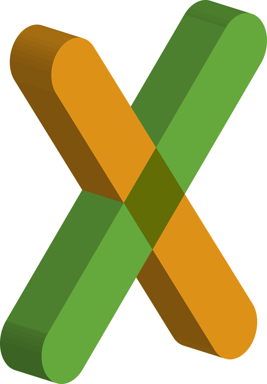 a green and orange x sign on a black background, by Knox Martin, context art, no gradients, sap, word, 1x