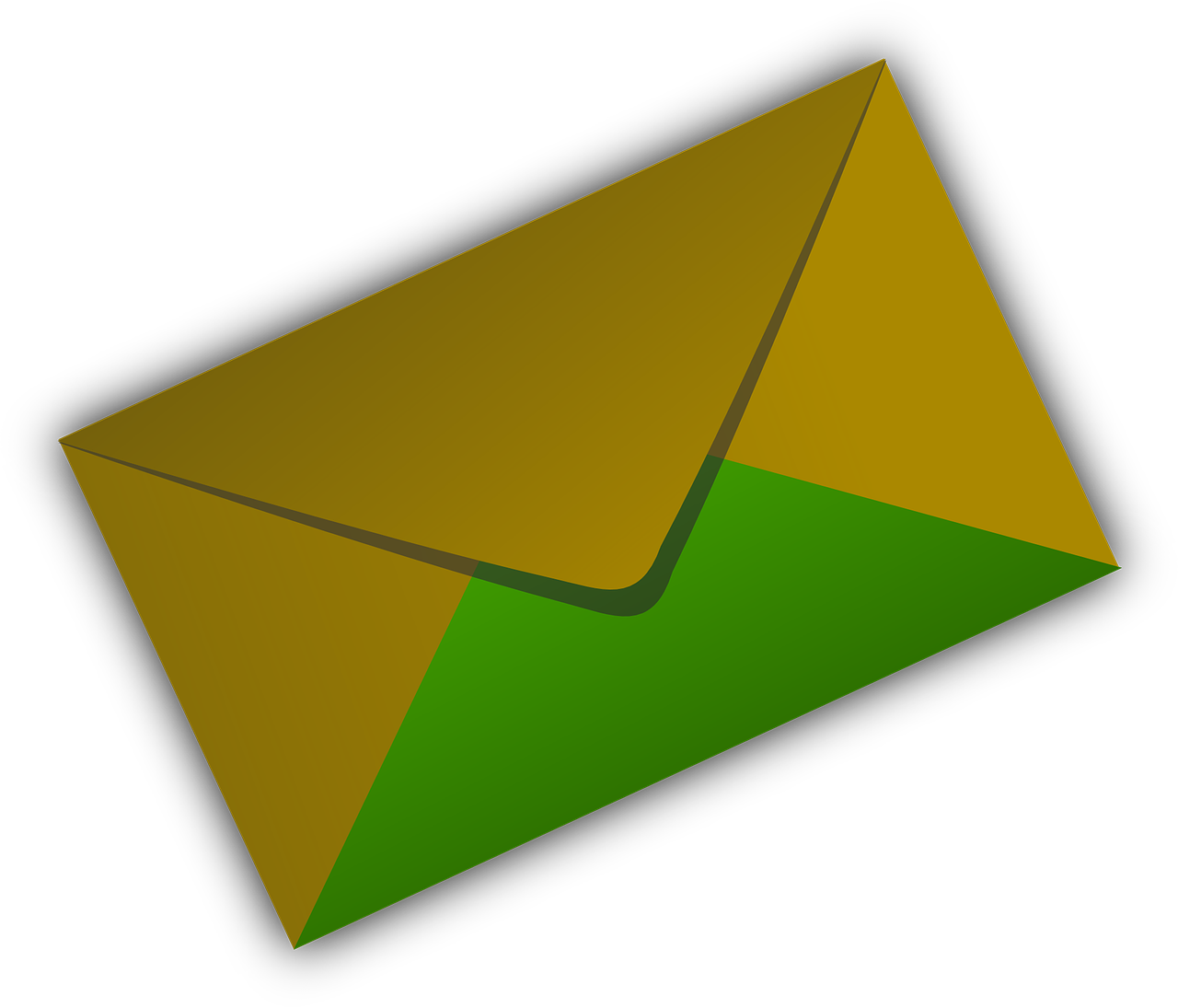a yellow and green envelope on a white background, a digital rendering, pixabay, computer art, ( brown skin ), icon, messages, & a dark
