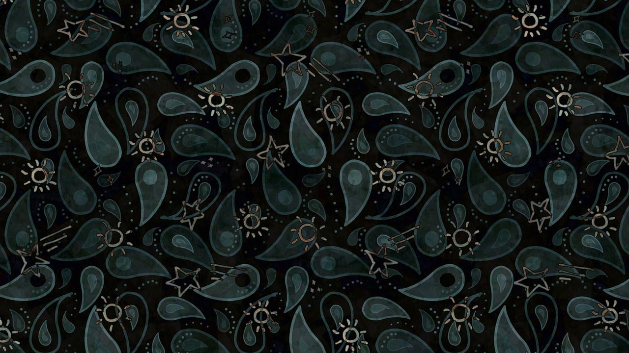 a group of birds sitting on top of a black surface, concept art, inspired by Nathaniel Pousette-Dart, folk art, stars and paisley filled sky, dark wallpaper, swirling fabric, graphic 4 5