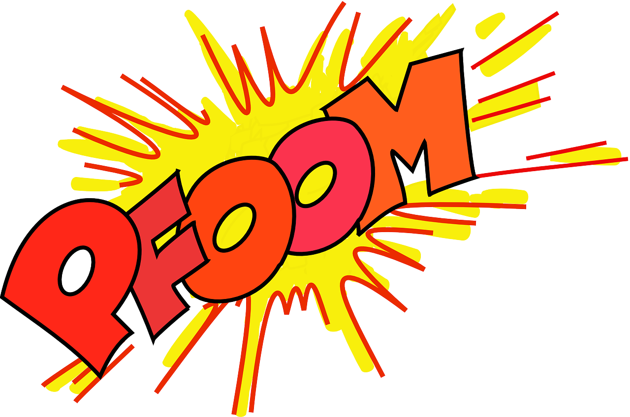 the word boom on a black background, a comic book panel, inspired by Dave Gibbons, pixabay, underground comix, in a bedroom!!!!!!!!!!!!!!!!!!!!, freeform ferrofluids, 2014, webcam