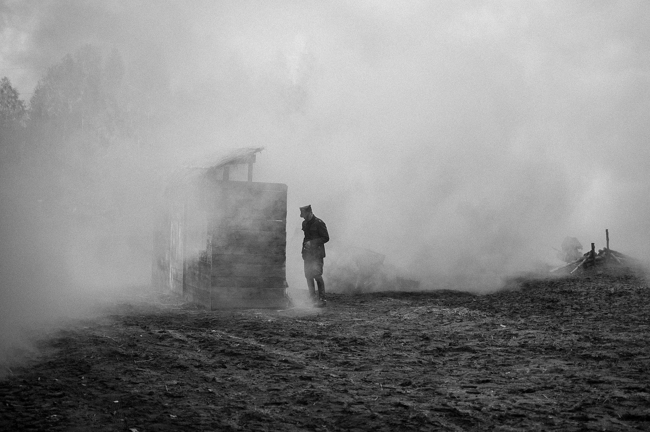 a man that is standing in the dirt, inspired by Sergio Larraín, flickr, fine art, smoke filled room, burnt huts, 1 8 0 0 s soldier, edward weston and gustave doré