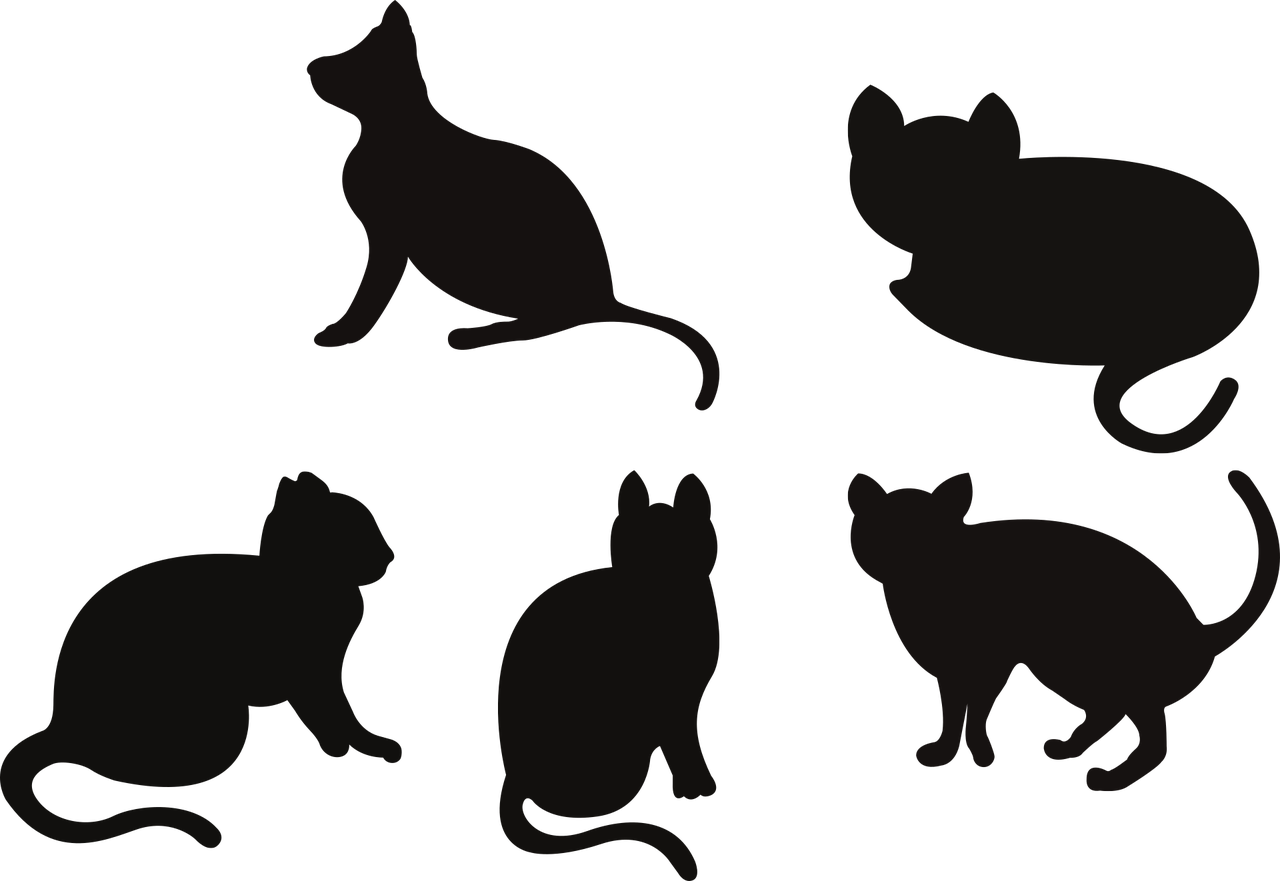 a group of cats silhouetted against a black background, an illustration of, by Taiyō Matsumoto, trending on pixabay, in the shape of a rat, background image, tileable, mouse photo