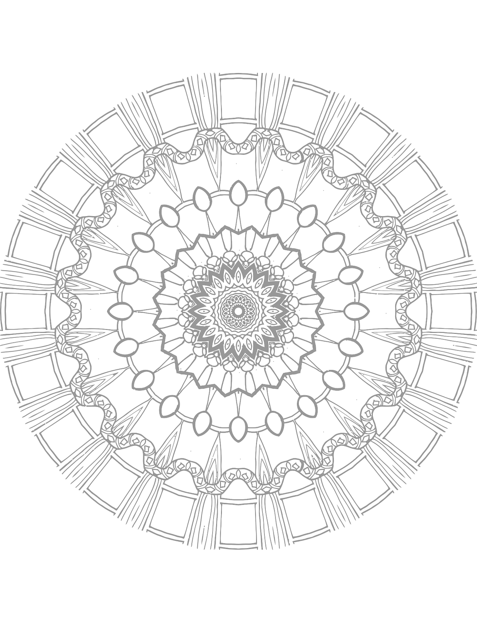 a black and white drawing of a circular design, lineart, by Alexander Fedosav, pixabay contest winner, intricate crystal jelly ornate, symmetrical tarot card, 2 0 5 6 x 2 0 5 6, symmetrical rim light