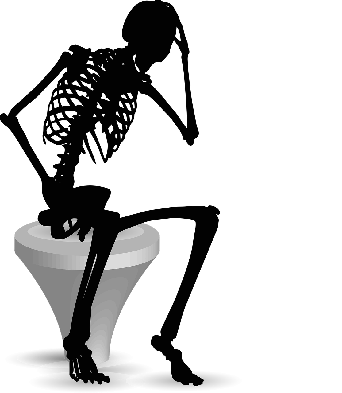 a black and white photo of a person sitting on a toilet, a raytraced image, pixabay contest winner, conceptual art, cup of death, black backround. inkscape, wallpaper - 1 0 2 4, upsidedown