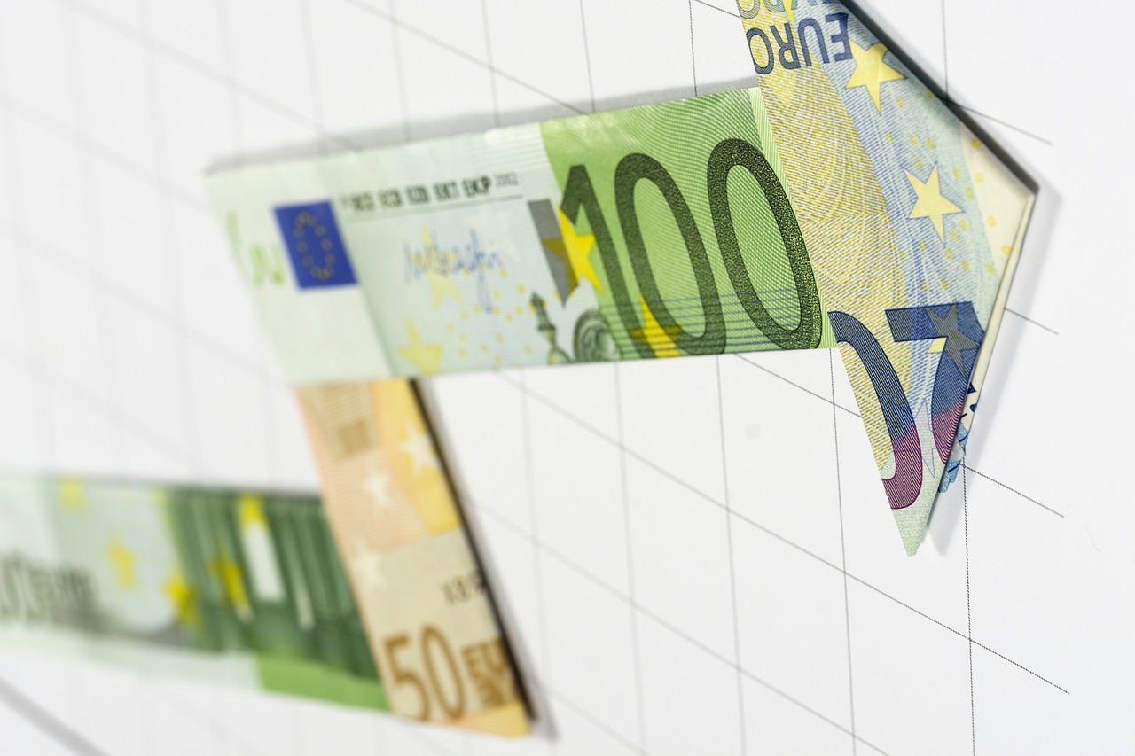 a bunch of euro bank notes hanging on a wall, a photo, figuration libre, high detail product photo, mathematical, charts, high res photo