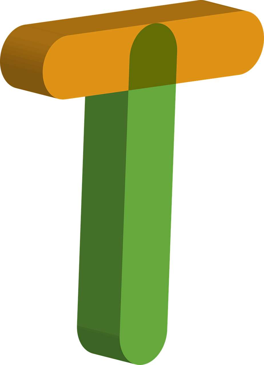a green and yellow t shaped object on a black background, inspired by Torii Kiyomoto, deviantart, conceptual art, lineless, brown tail, telephone pole, _3d-terms_
