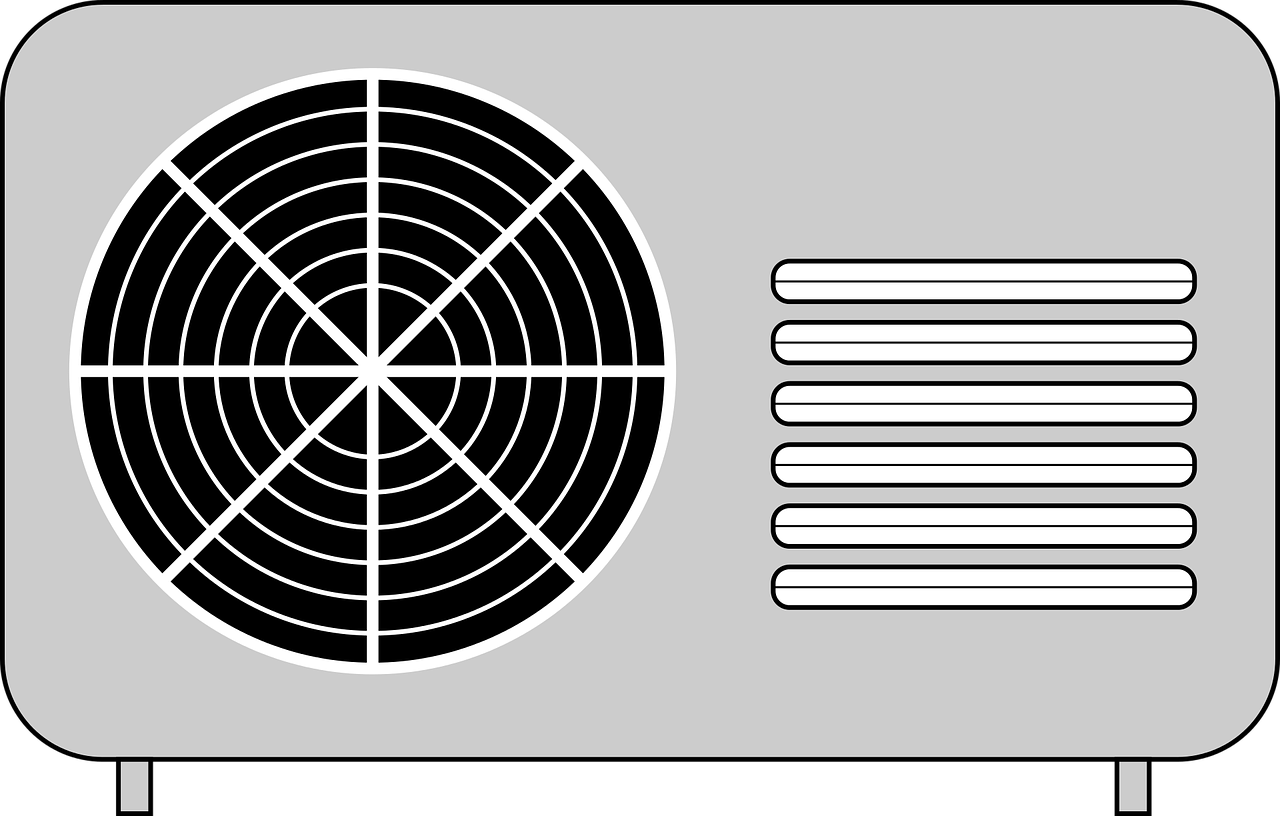 a black and white picture of an air conditioner, by Andrei Kolkoutine, trending on pixabay, computer art, color vector, widescreen, back and white, black backround. inkscape