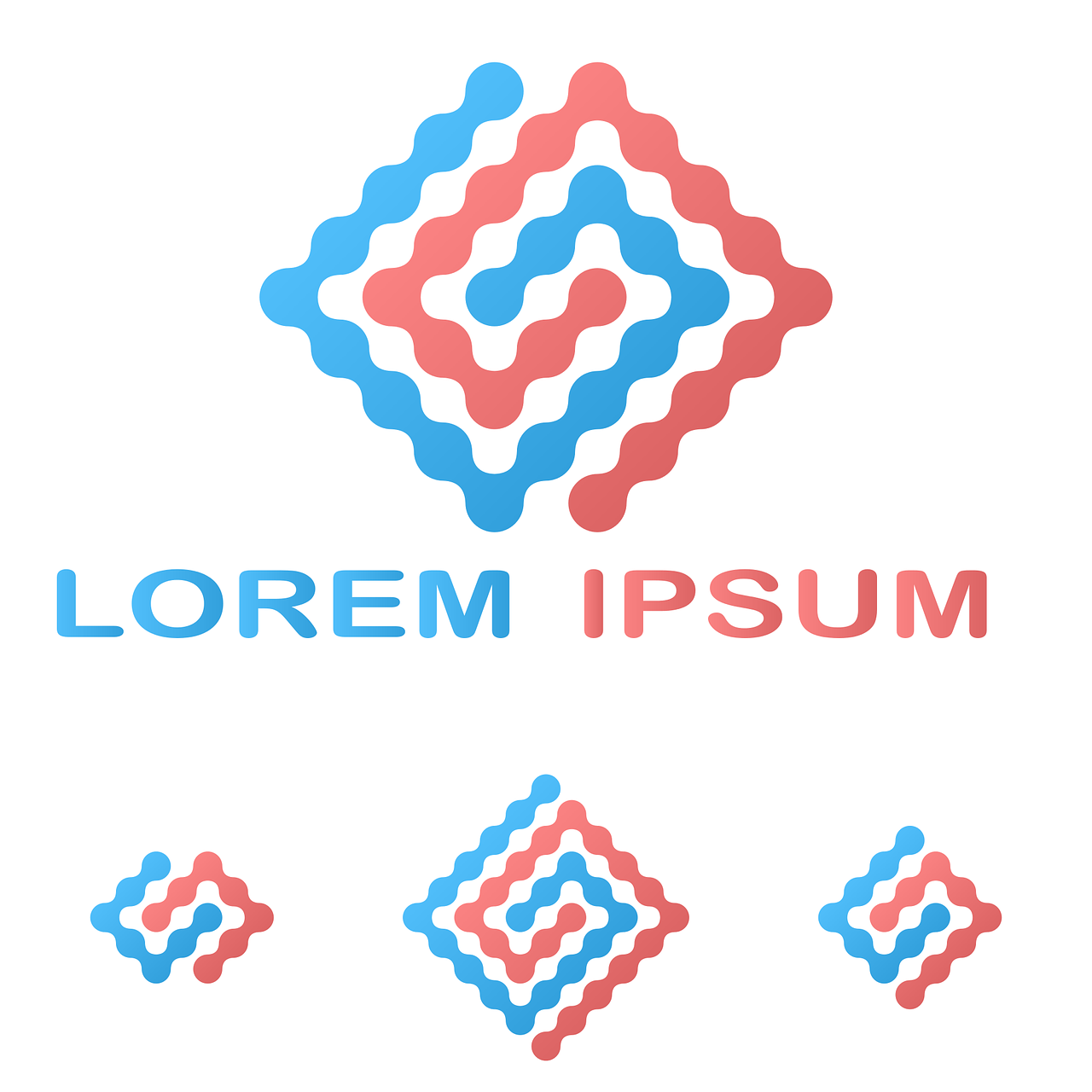 a blue and red logo on a white background, a digital rendering, abstract illusionism, flat icon, lorem ipsum dolor sit amet, serpentine twisty maze, various posed