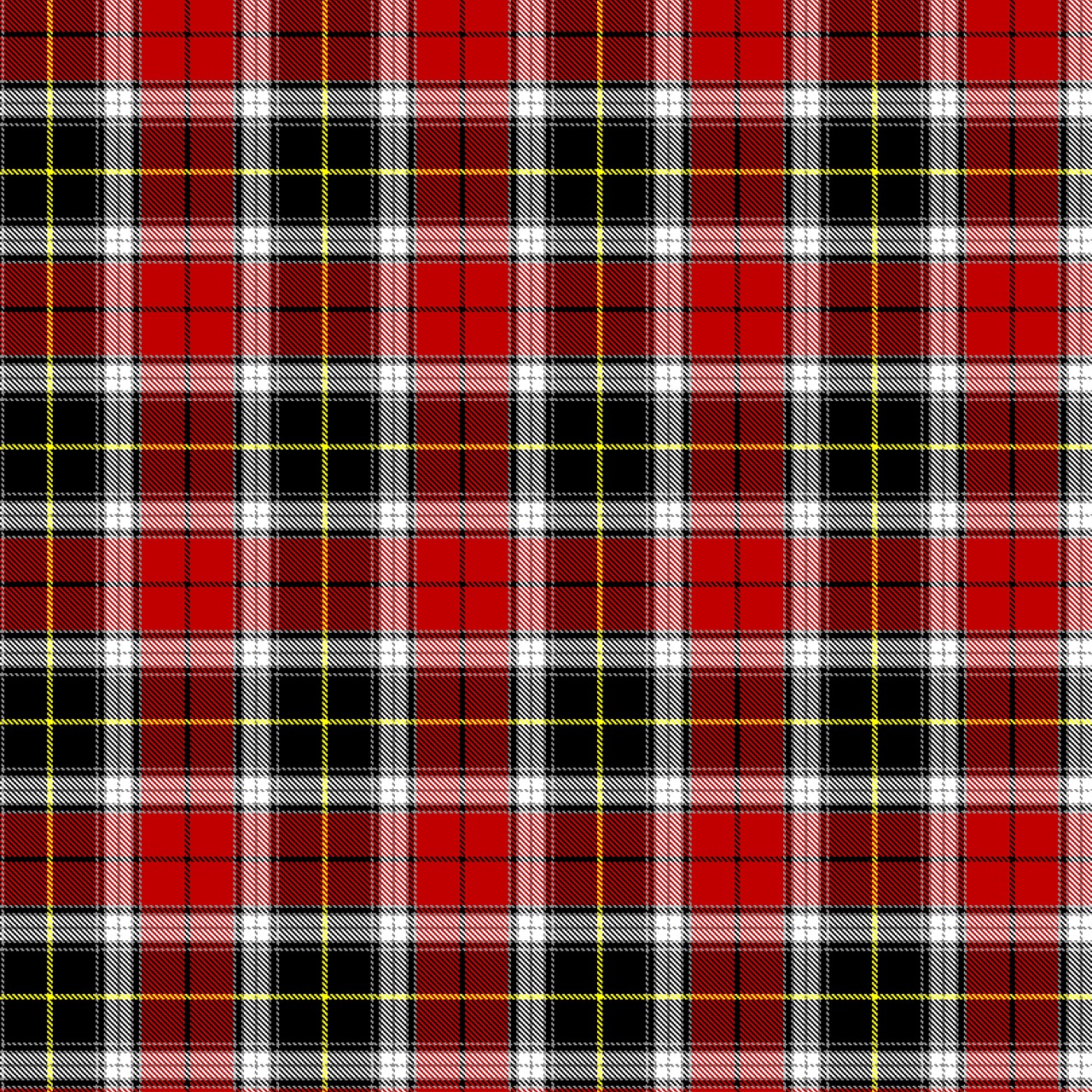 a red and black plaid fabric, inspired by Cornelia MacIntyre Foley, trending on pixabay, fine art, black and yellow and red scheme, scott adams, celtic, black red white clothes