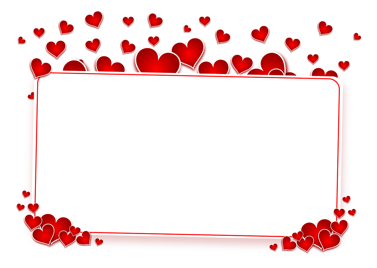 a white sign surrounded by lots of red hearts, a picture, pixabay, black backround. inkscape, beautiful frames, panorama, very long
