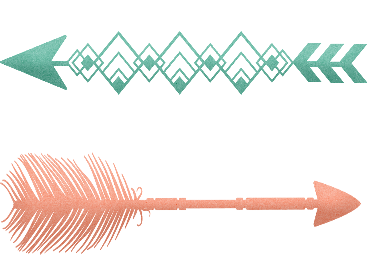 a couple of arrows that are next to each other, vector art, inspired by Robert Jacobsen, polycount, digital art, peach embellishment, aztec hair, laser cut textures, feather pen