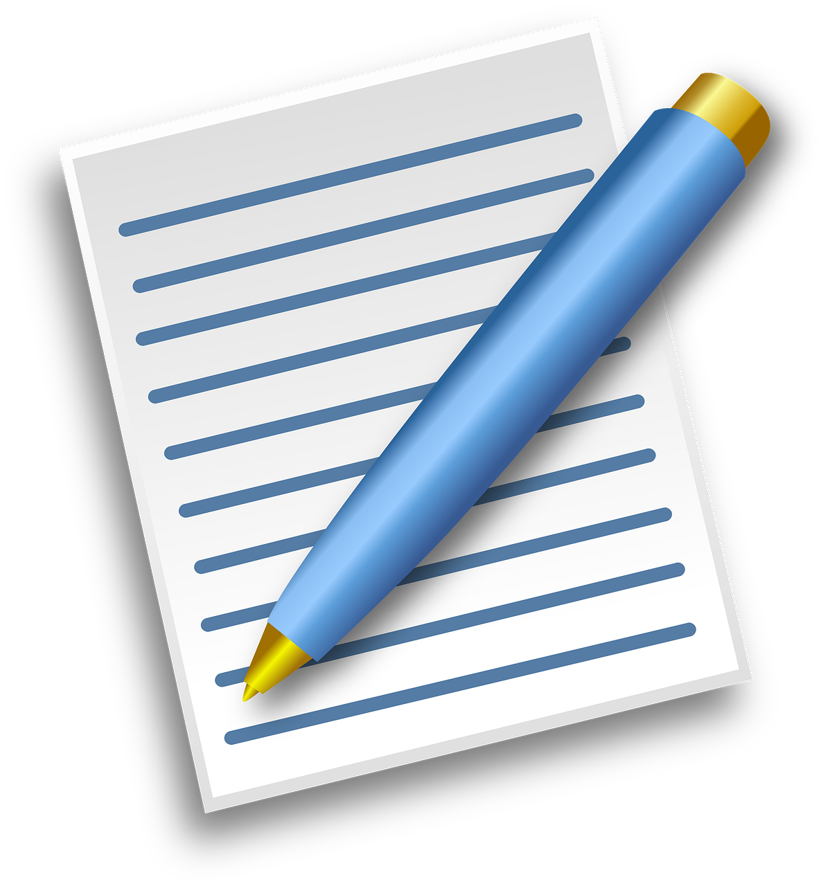 a blue pen sitting on top of a piece of paper, a digital rendering, clipart icon, shortsword, full res, notices