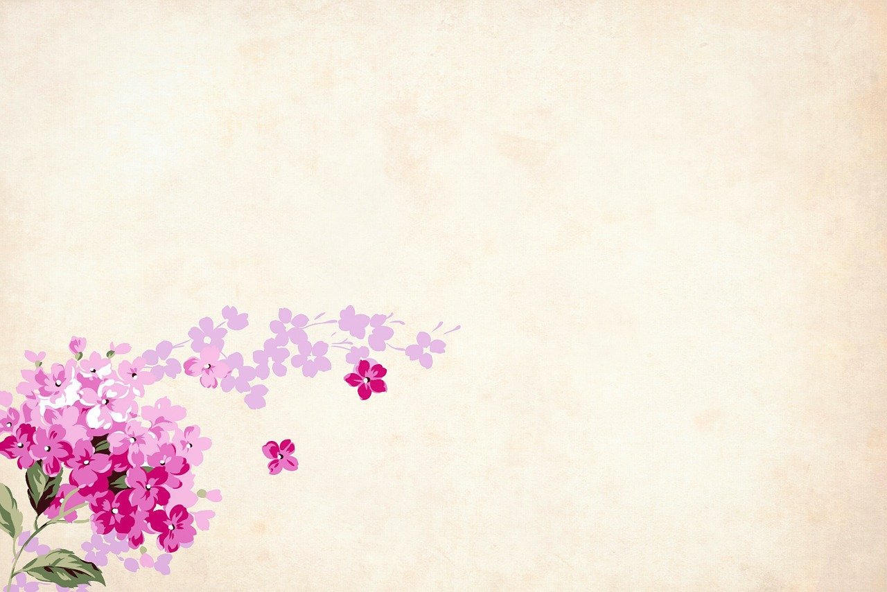 a vase filled with purple flowers sitting on top of a table, a minimalist painting, by Nōami, trending on pixabay, minimalism, paper texture 1 9 5 6, sakura bloomimg, 4 k hd wallpaper illustration, tiny crimson petals falling